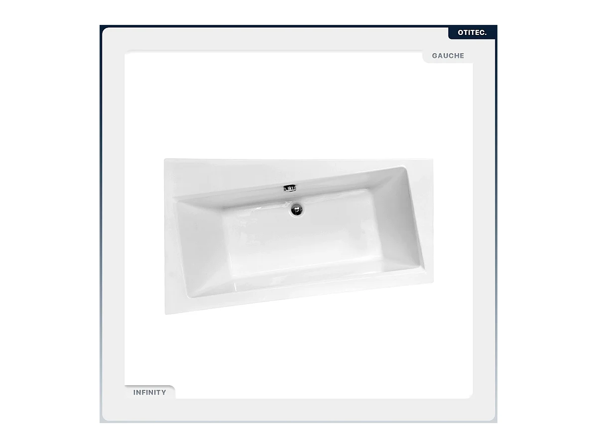 Baignoire asymétrique - 160 x 100 cm - Gauche - avec Habillage - Pieds - Vidage Chrome - INFINITY