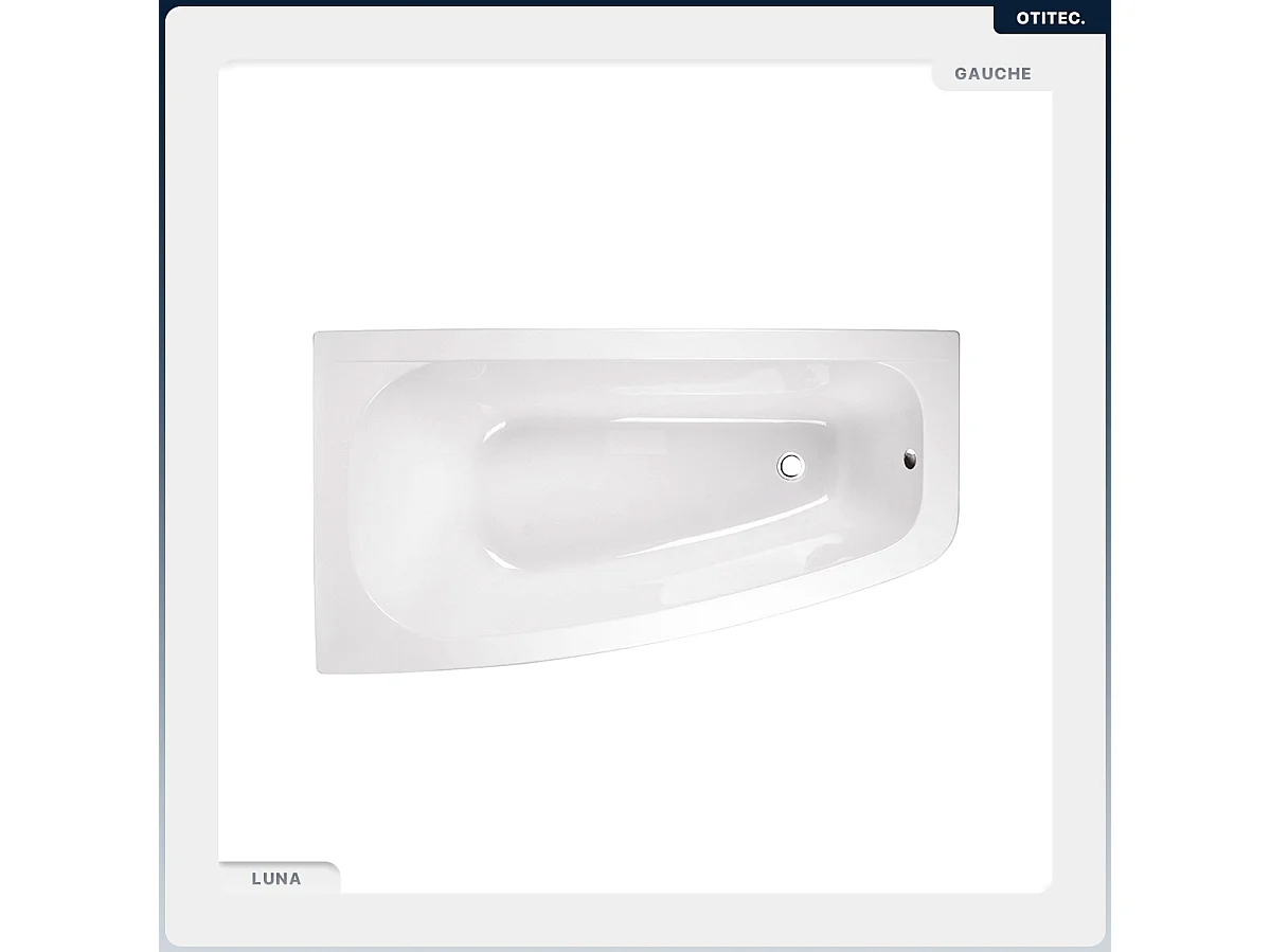 Baignoire asymétrique - 150 x 80 cm - Gauche - avec Tablier - Pieds - Vidage Chrome - LUNA