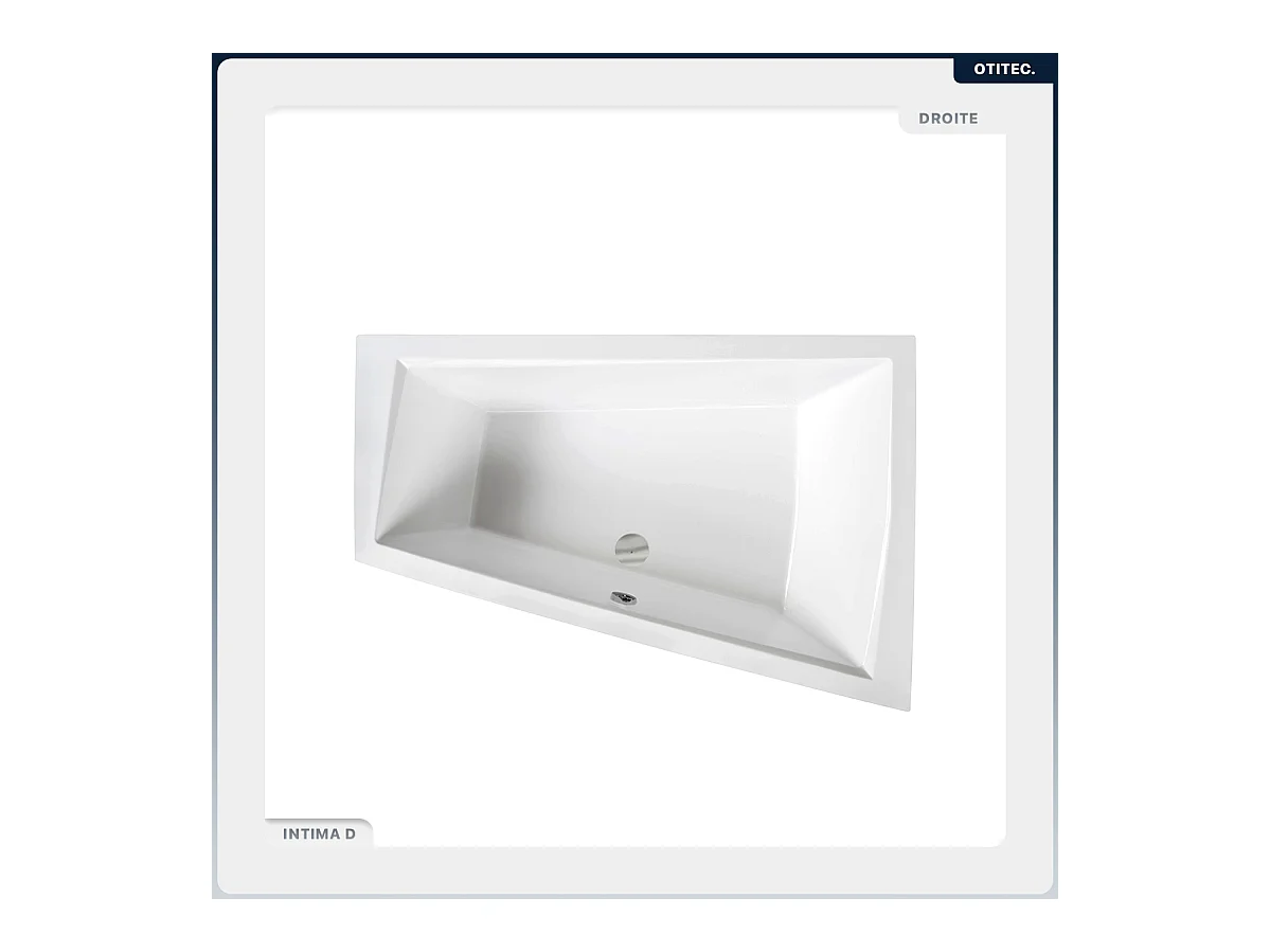 Baignoire asymétrique - 170 x 125 cm - Droite - avec Habillage - Pieds - 2 Repose-têtes - Vidage Chrome - INTIMA DUO