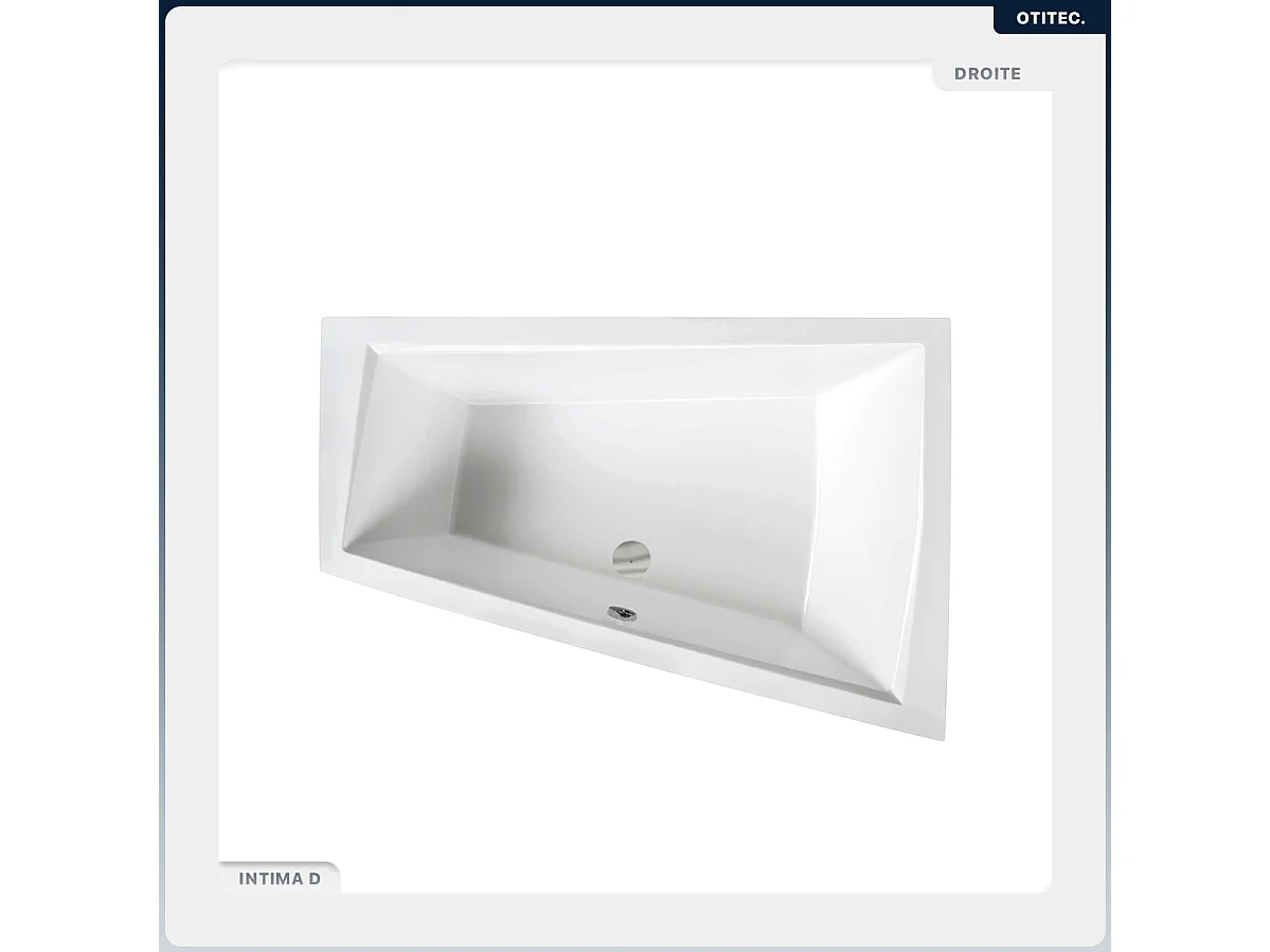 Baignoire asymétrique - 170 x 125 cm - Droite - avec Habillage - Pieds - 2 Repose-têtes - Vidage Chrome - INTIMA DUO