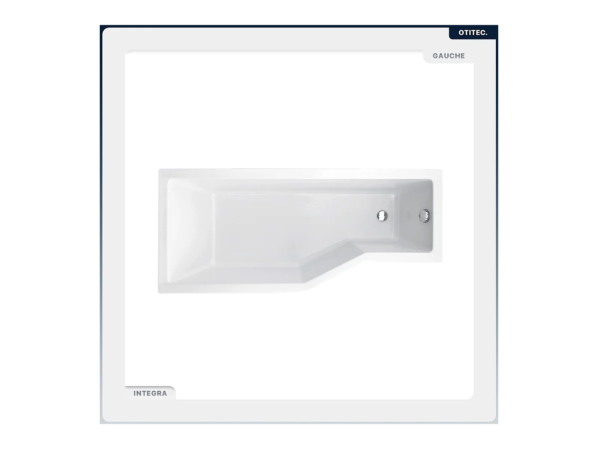 Baignoire asymétrique - 150 x 75 cm - Gauche - avec Habillage - Pieds - Vidage Chrome - INTEGRA