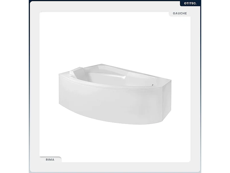 Baignoire asymétrique - 150 x 95 cm - Gauche - sans Habillage - avec Pieds - Vidage Chrome - RIMA