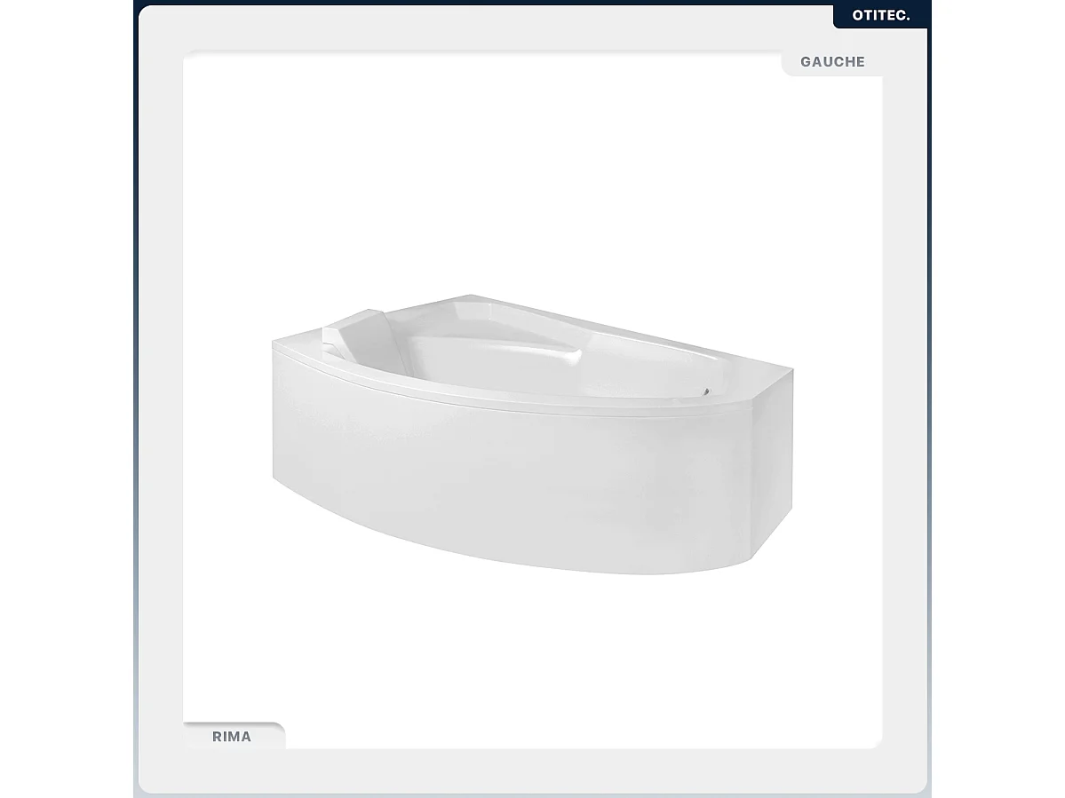 Baignoire asymétrique - 160 x 100 cm - Gauche - avec Habillage - Pieds - Vidage Chrome - RIMA