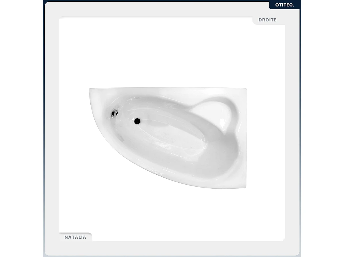 Baignoire asymétrique - 150 x 100 cm - Droite - avec Tablier - Pieds - Vidage Chrome - NATALIA