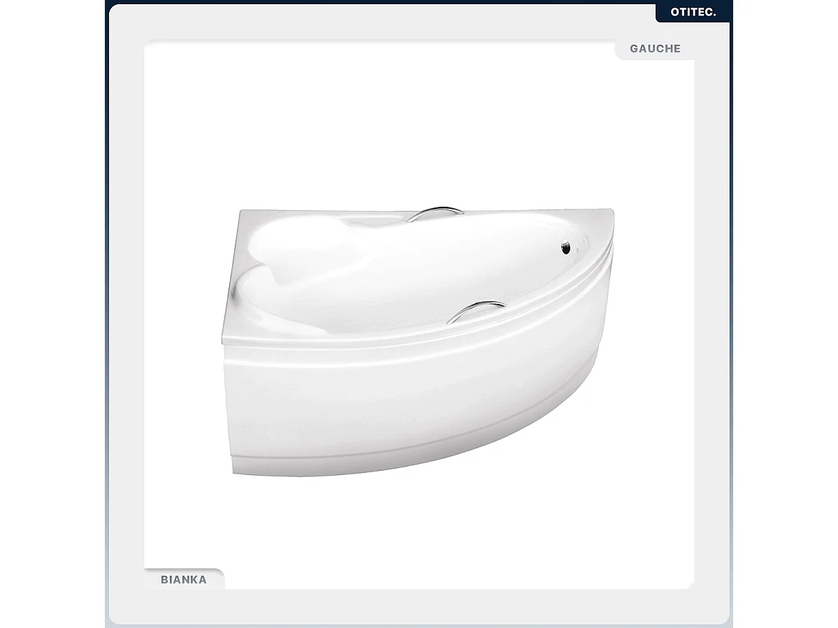 Baignoire asymétrique - 150 x 95 cm - Gauche - sans Habillage - avec Pieds - Vidage Chrome - BIANKA