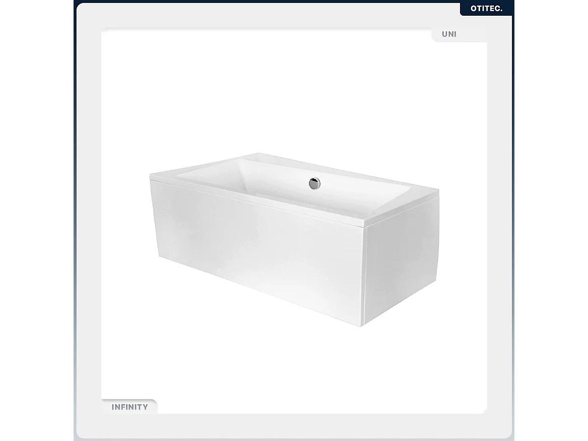 Baignoire asymétrique - 160 x 100 cm - Droite - avec Tablier Blanc - Pieds - Vidage Chrome - INFINITY