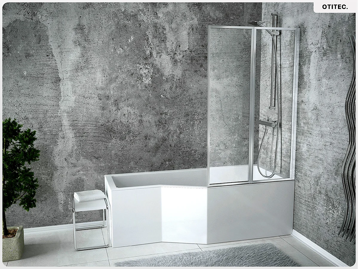 Baignoire asymétrique - 170 x 75 cm - Droite - sans Habillage - avec Pieds - Vidage Chrome - INTEGRA
