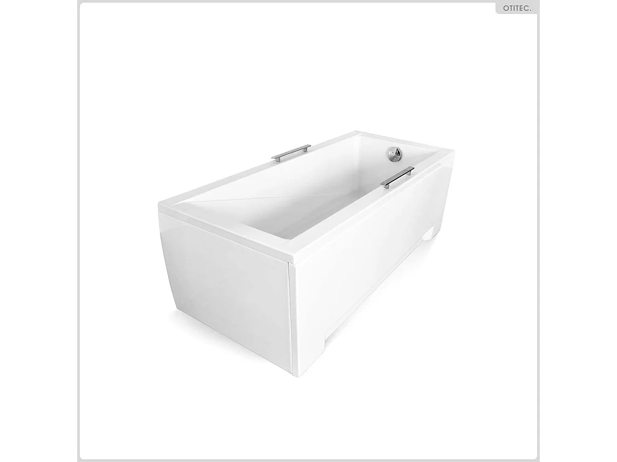 Baignoire rectangulaire - 170 x 70 cm - avec Tablier Blanc - Pieds - Vidage Chrome - MODERN