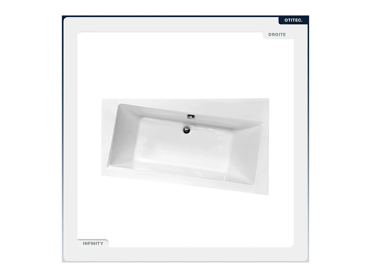 Baignoire asymétrique - 150 x 90 cm - Droite - sans Habillage - avec Pieds - Vidage Chrome - INFINITY