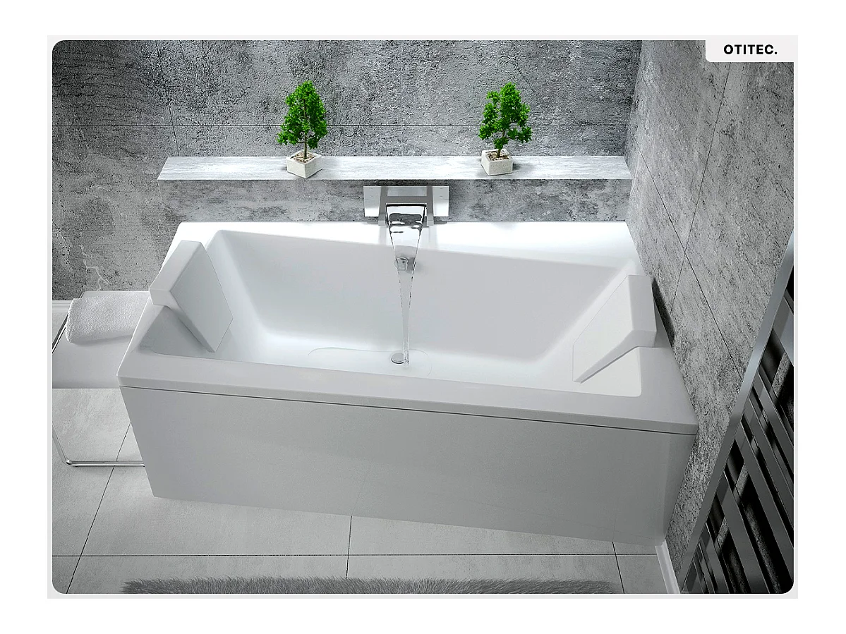 Baignoire asymétrique - 150 x 90 cm - Droite - sans Habillage - avec Pieds - Vidage Chrome - INFINITY