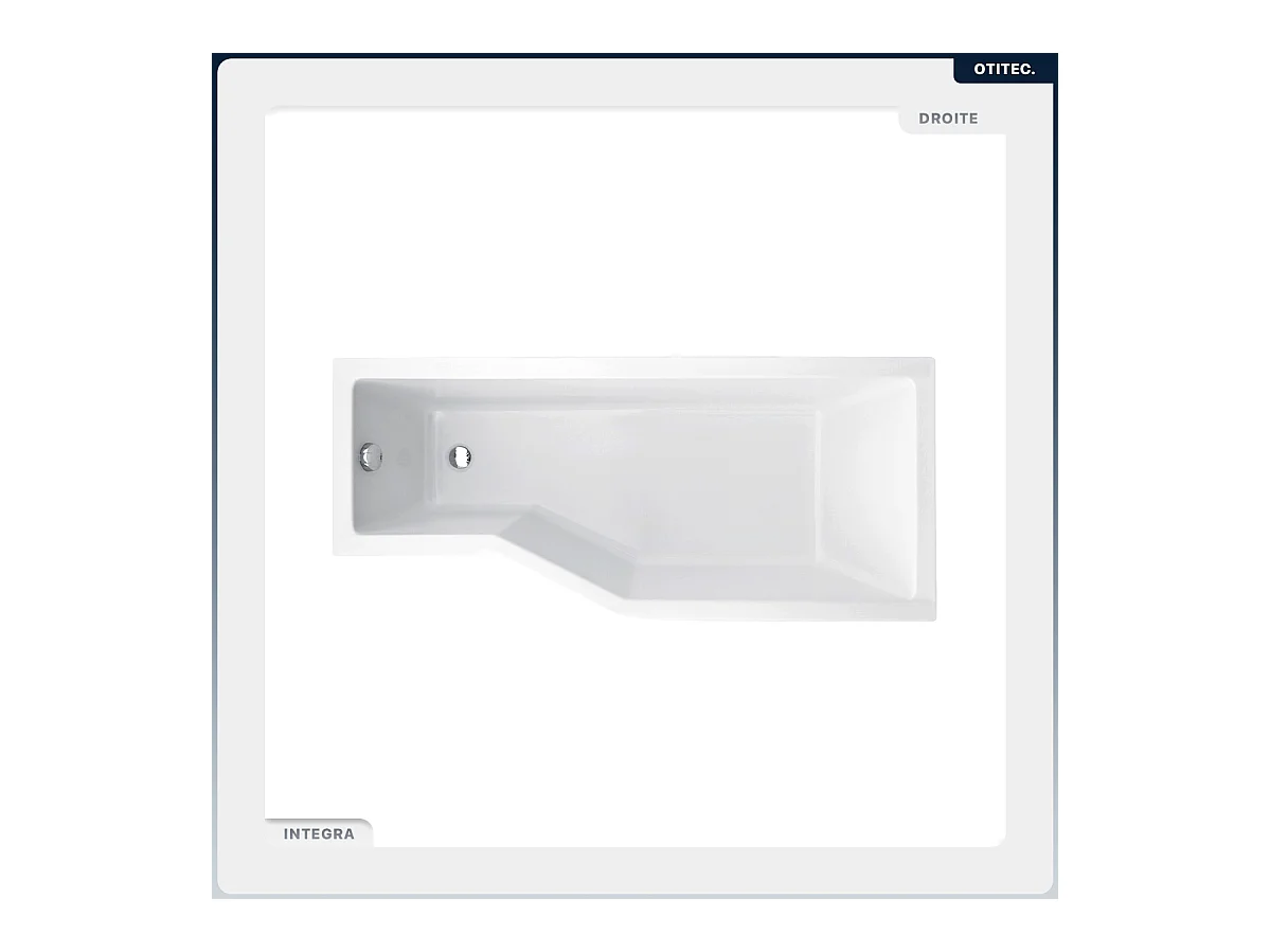 Baignoire asymétrique - 150 x 75 cm - Droite - avec Habillage - Pieds - Vidage Chrome - INTEGRA