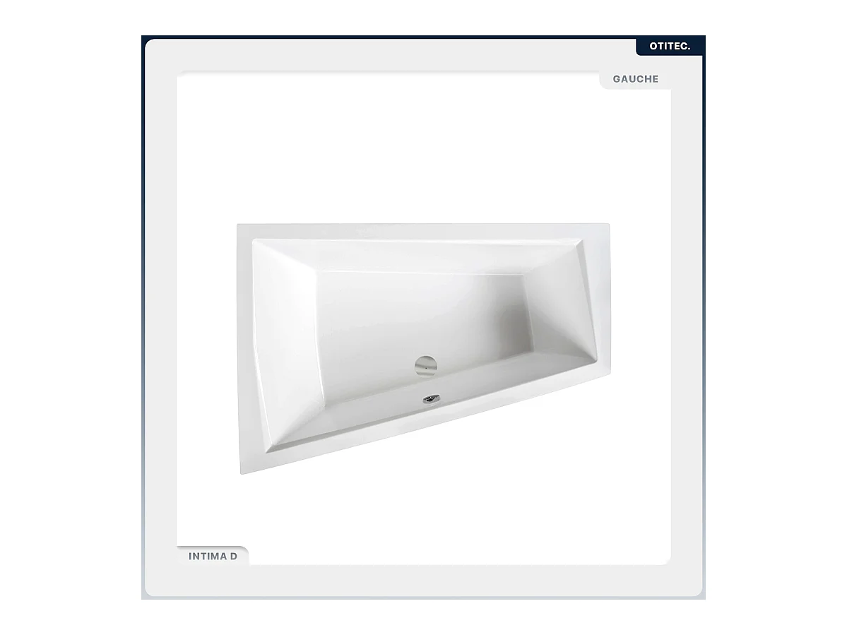 Baignoire asymétrique - 170 x 125 cm - Gauche - avec Tablier - Pieds - Vidage Chrome - INTIMA DUO