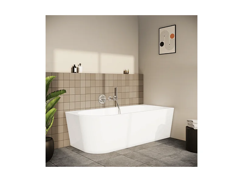 Baignoire murale angle à droite VITRA Geo 180x80 + pieds + siphon standard