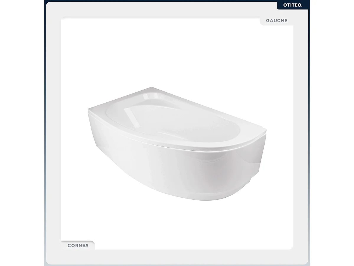 Baignoire asymétrique - 140 x 80 cm - Gauche - sans Habillage - avec Pieds - Vidage Chrome - CORNEA