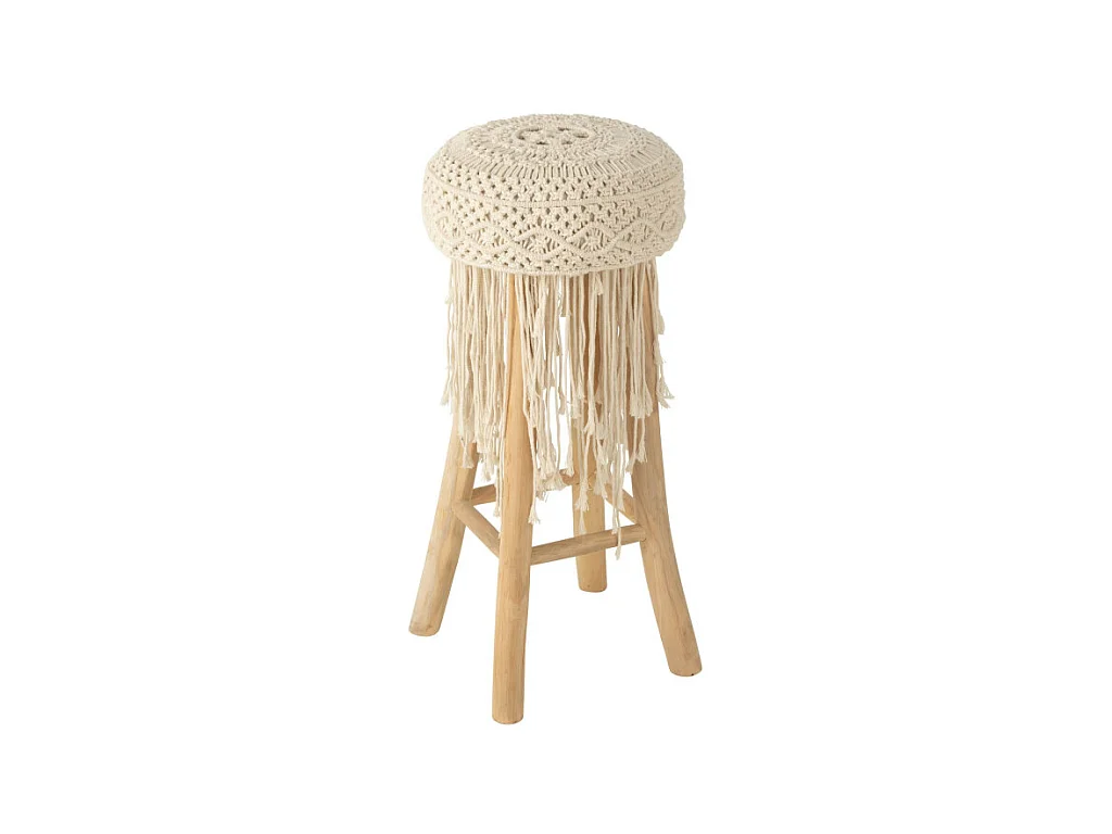 Tabouret de Bar Macramé "Pure Nature" 85cm Naturel