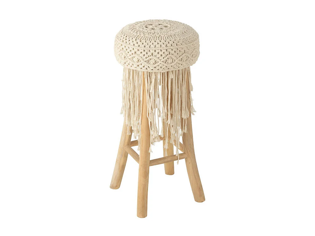Tabouret de Bar Macramé "Pure Nature" 85cm Naturel
