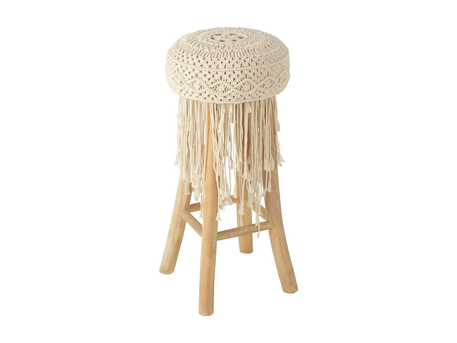 Tabouret de Bar Macramé "Pure Nature" 85cm Naturel