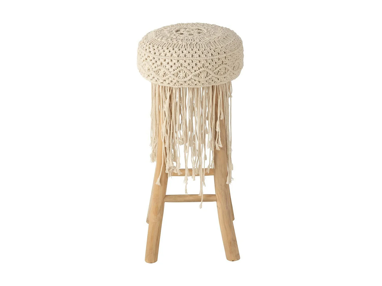 Tabouret de Bar Macramé "Pure Nature" 85cm Naturel