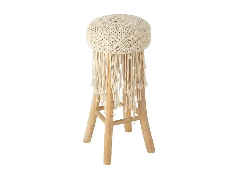 Tabouret de Bar Macramé "Pure Nature" 85cm Naturel