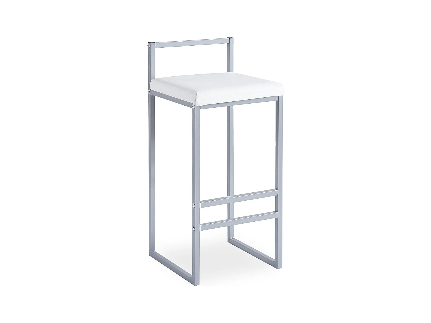 Tabouret de bar en métal Drakkar Argent et Velours Blanc