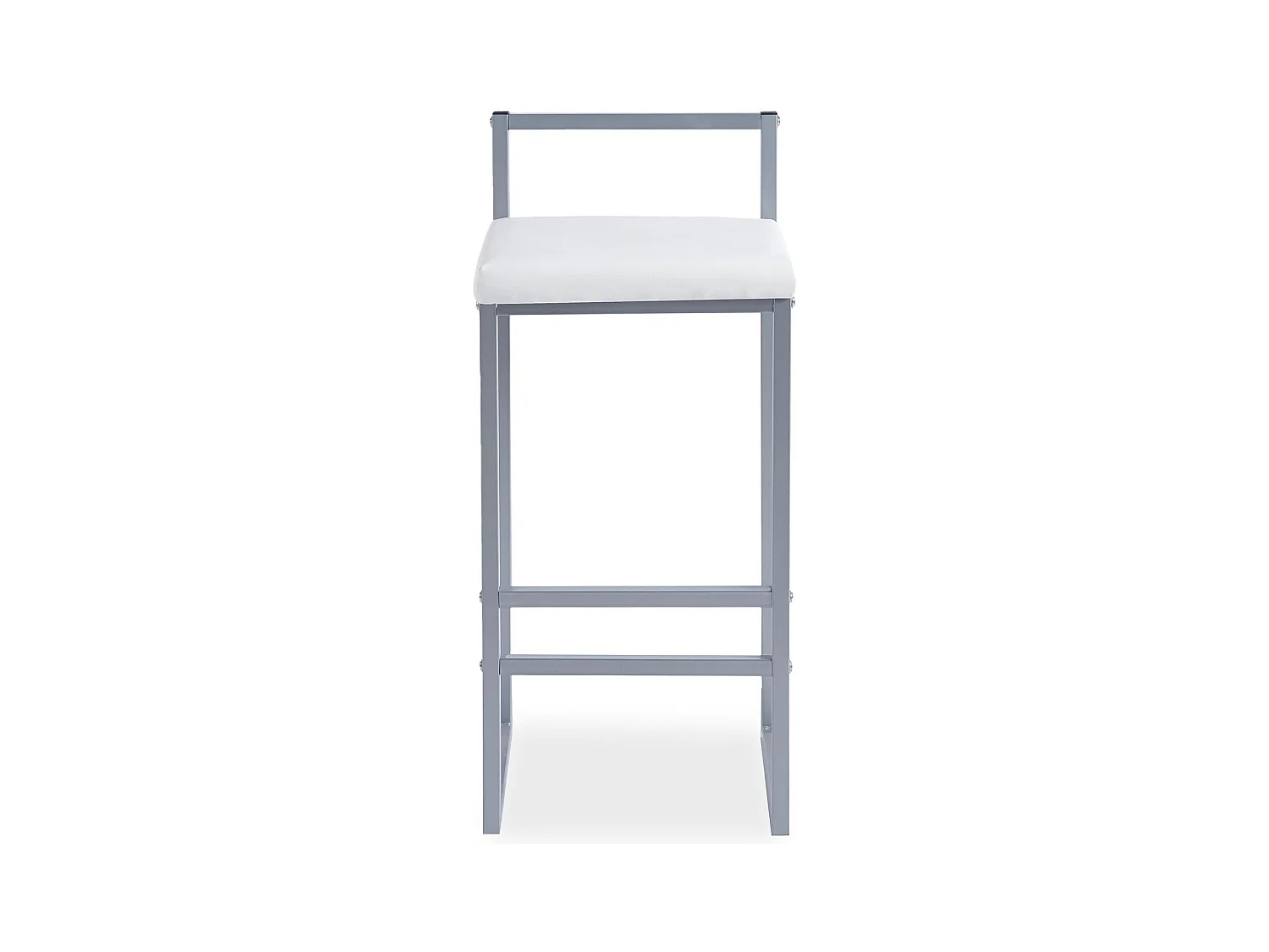 Tabouret de bar en métal Drakkar Argent et Velours Blanc