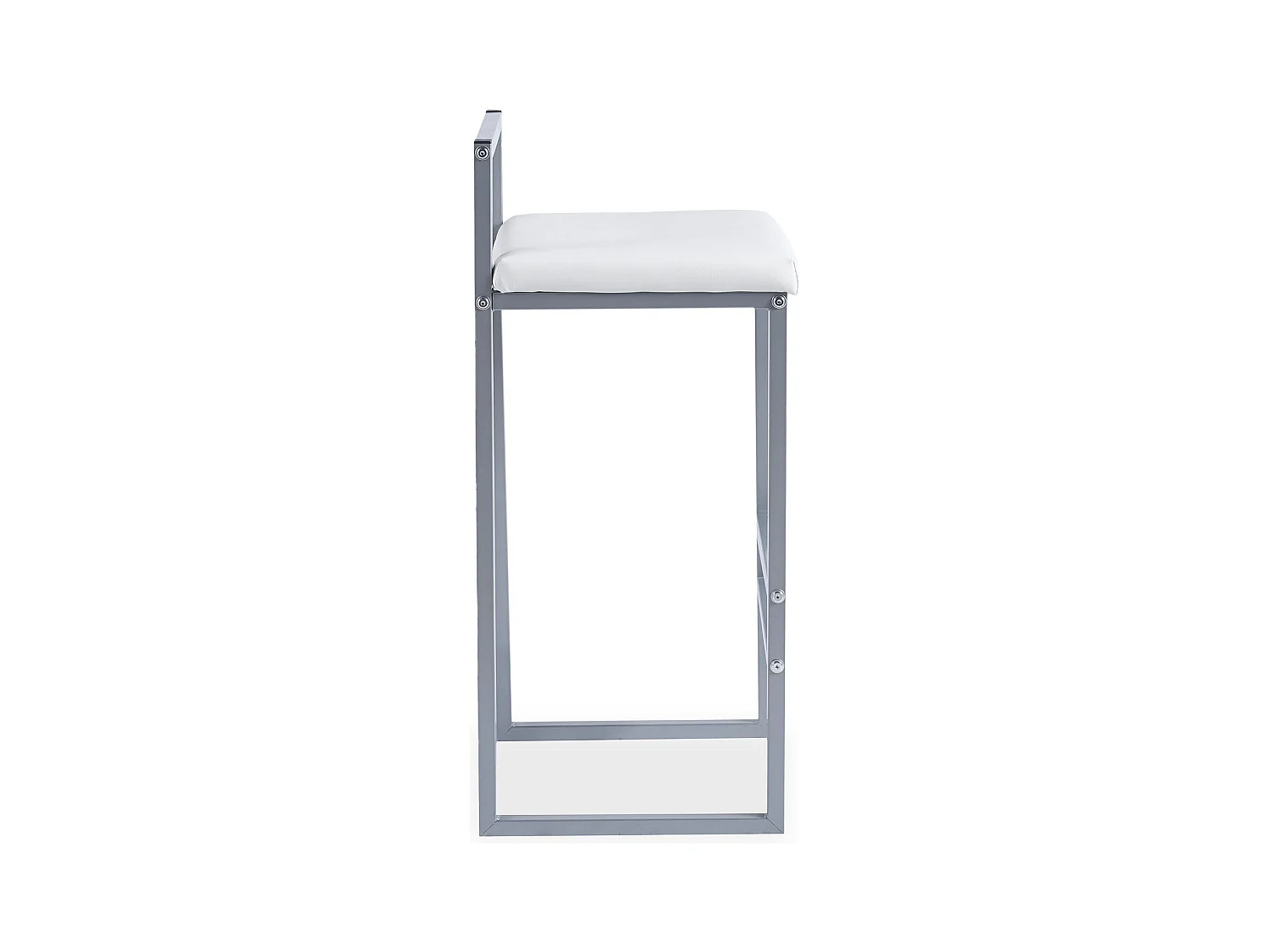 Tabouret de bar en métal Drakkar Argent et Velours Blanc