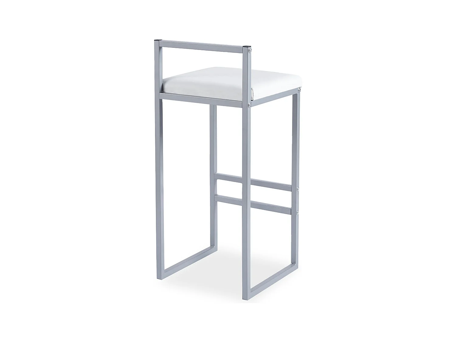 Tabouret de bar en métal Drakkar Argent et Velours Blanc