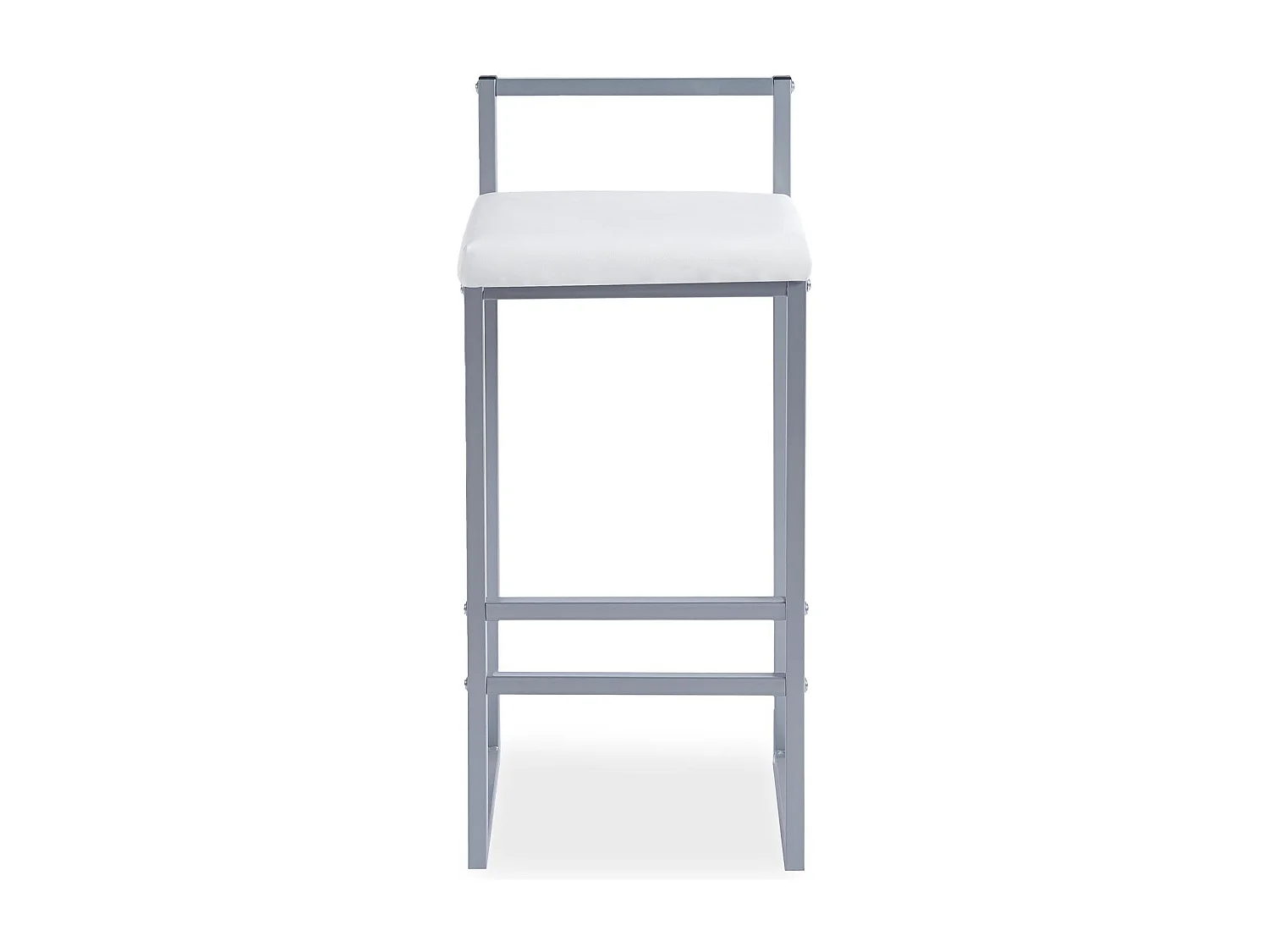 Tabouret de bar en métal Drakkar Argent et Velours Blanc