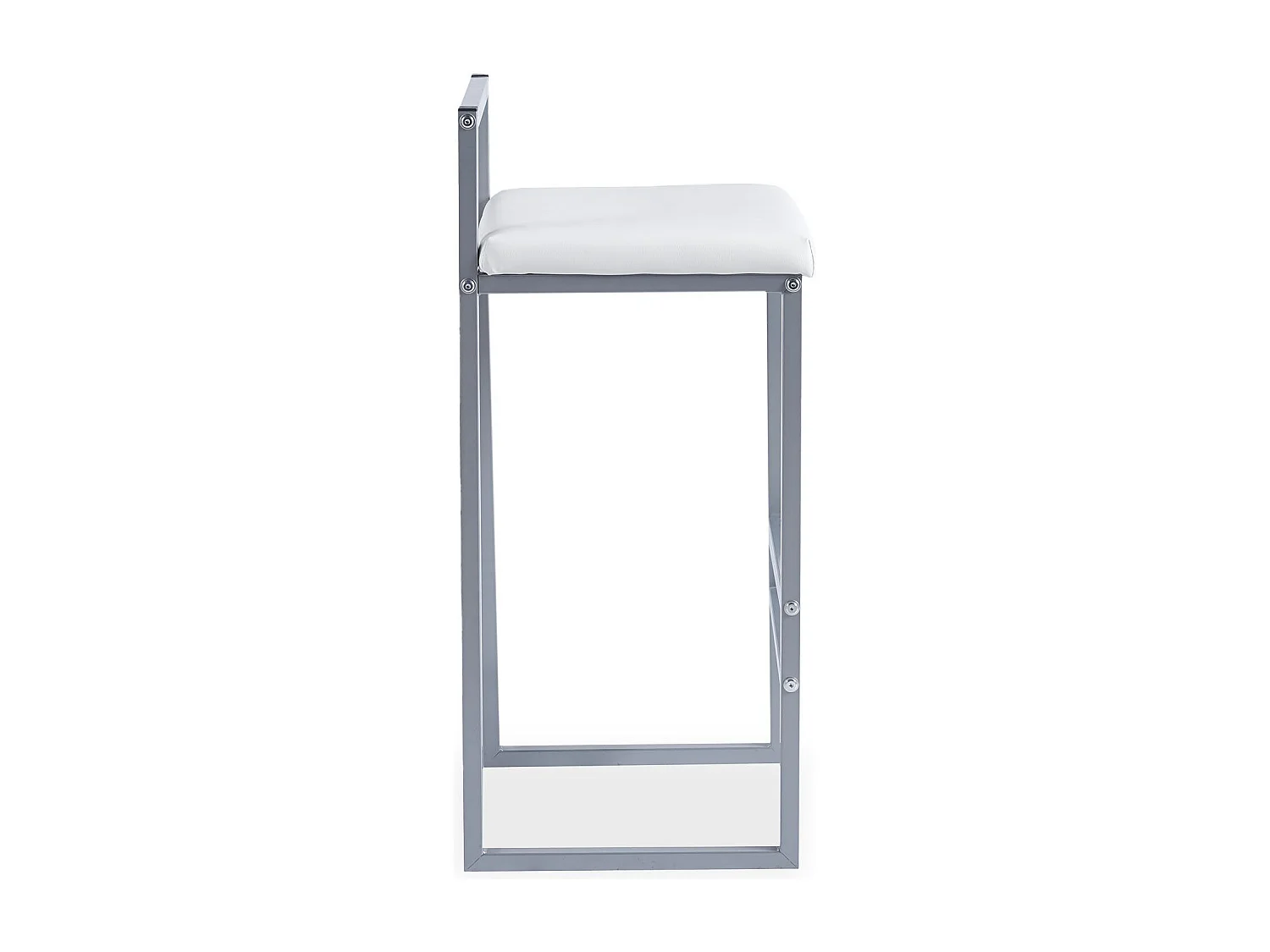 Tabouret de bar en métal Drakkar Argent et Velours Blanc