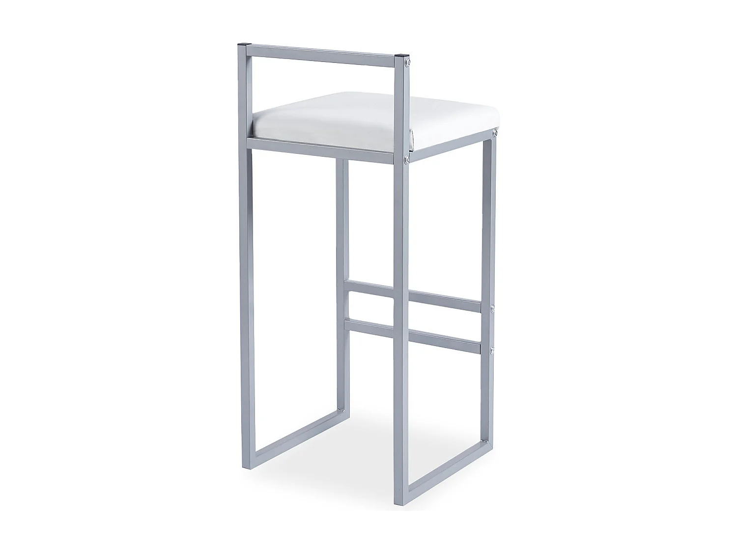 Tabouret de bar en métal Drakkar Argent et Velours Blanc