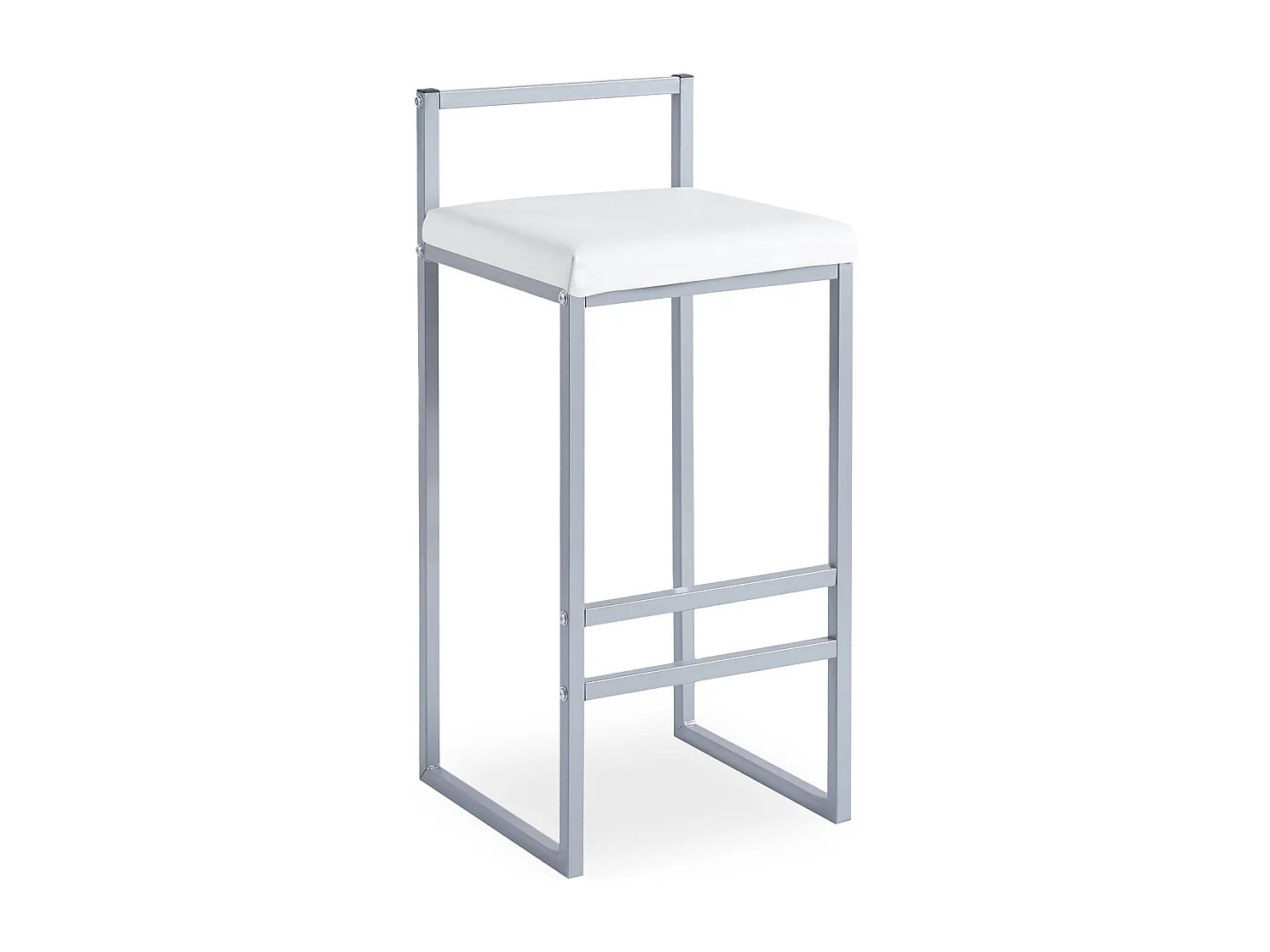 Tabouret de bar en métal Drakkar Argent et Velours Blanc