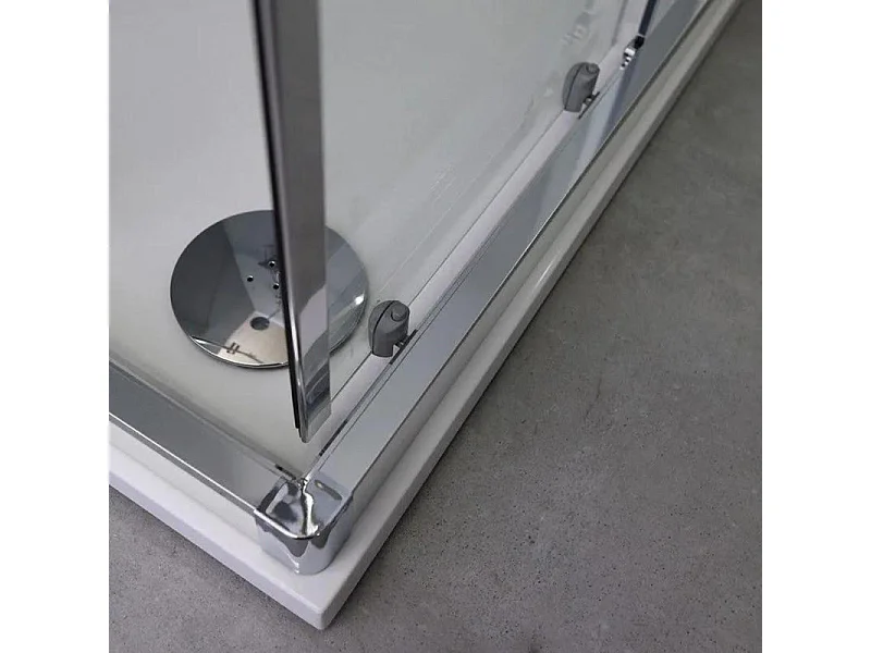 Box doccia moderno con profilo piatto "Ferrara Two" in vetro temperato e alluminio cm 70x100 195h