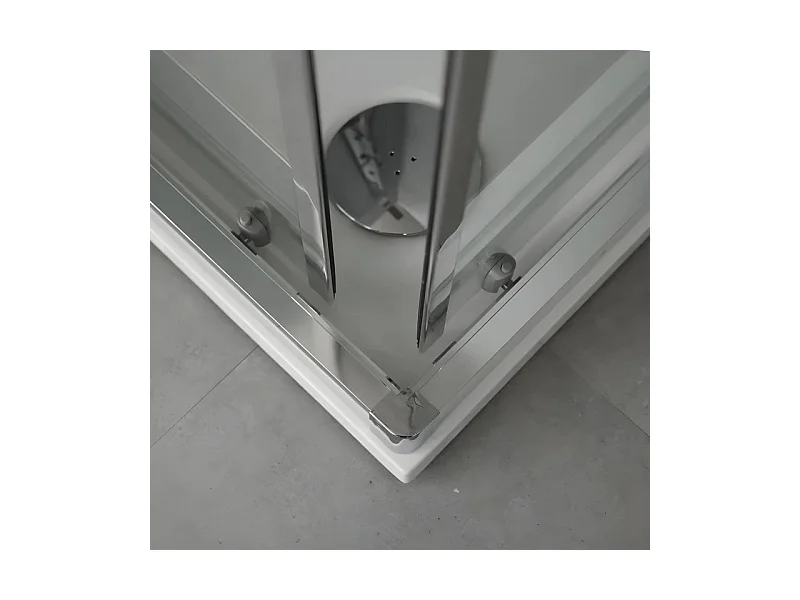 Moderne Duschkabine mit flachem Profil "Ferrara Two" aus gehärtetem Glas und Aluminium cm 80x120 195h