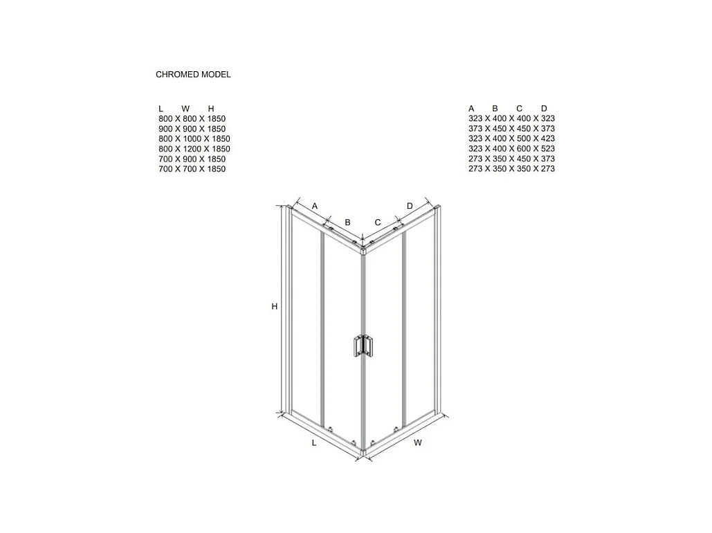 Kabina prysznicowa kwadratowa z drzwiami przesuwnymi "Genova Two" ze szkła hartowanego nieprzezroczystego cm 70x70 185h