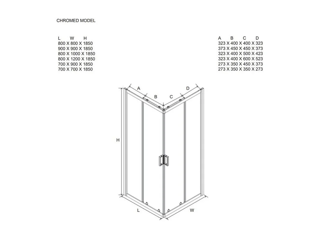 Kabina prysznicowa kwadratowa z drzwiami przesuwnymi "Genova Two" ze szkła hartowanego nieprzezroczystego cm 70x70 185h
