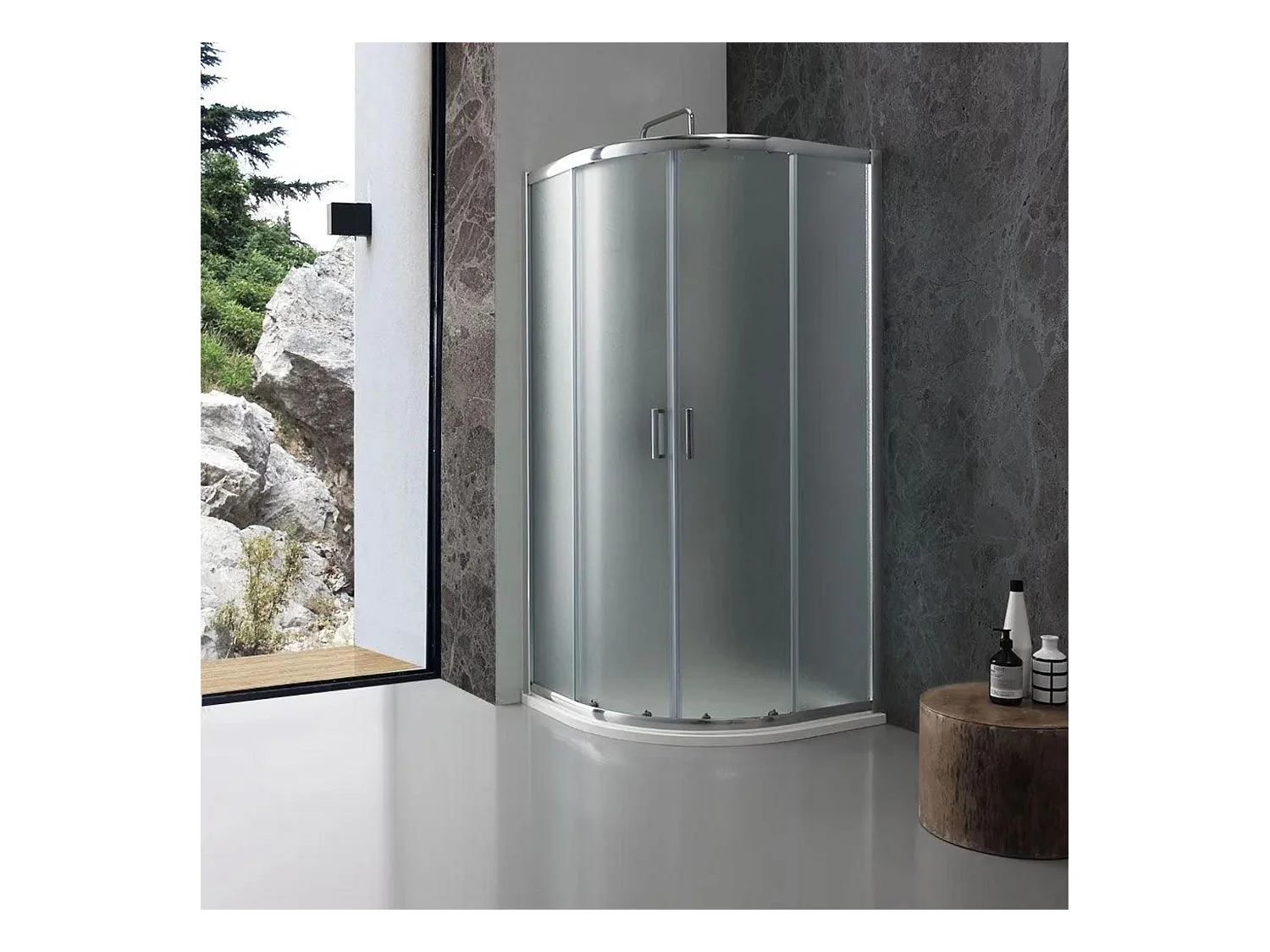 Kabina prysznicowa półokrągła "Genova" z 2 drzwiami przesuwnymi ze szkła hartowanego nieprzezroczystego cm 90x90 185h