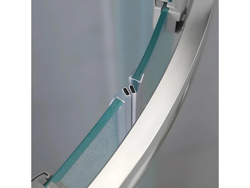 Cabine de douche semi-circulaire « Genova » avec 2 portes coulissantes en verre trempé opaque cm 90x90 185h