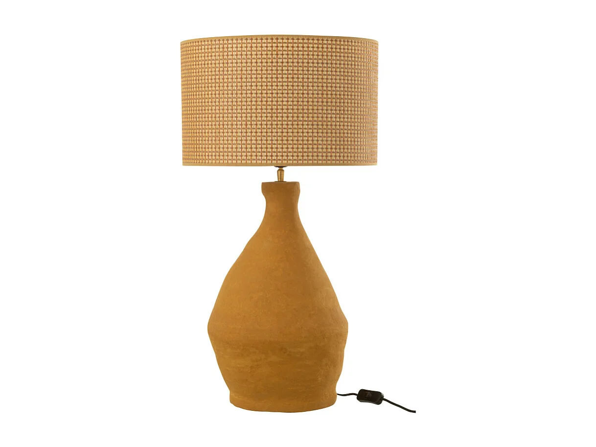 Lampe à Poser en Papier Mâché "Indus" 70cm Jaune