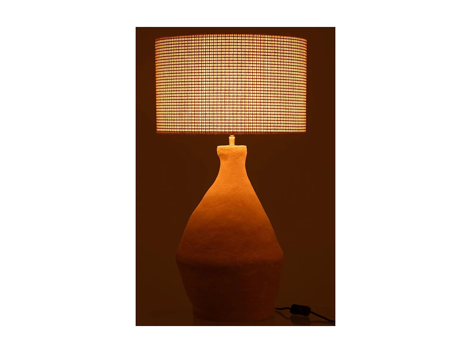 Lampe à Poser en Papier Mâché "Indus" 70cm Jaune