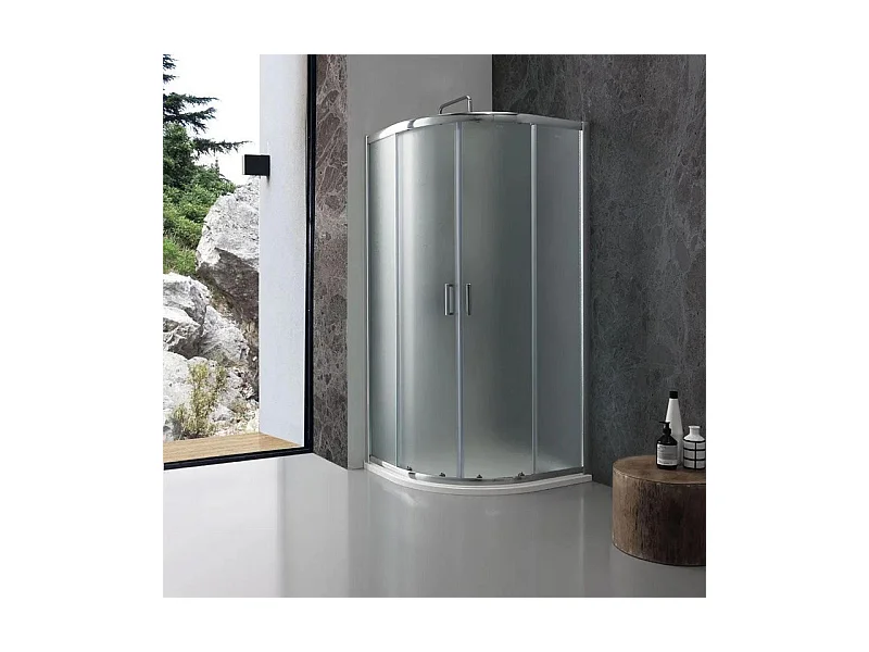 Półokrągłe pudełko na dokumenty „Genova” z 2 ante scorrevoli z nieprzezroczystego szkła umiarkowanego cm 80x80 185h