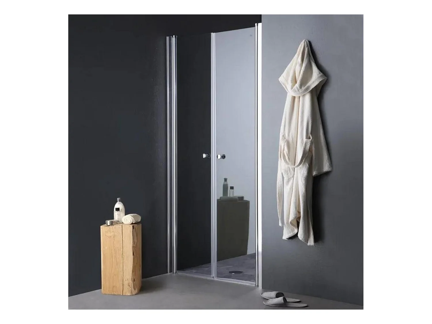 Porte de douche magnétique pour niche "Siviglia" en verre trempé et métal cm 80x190h