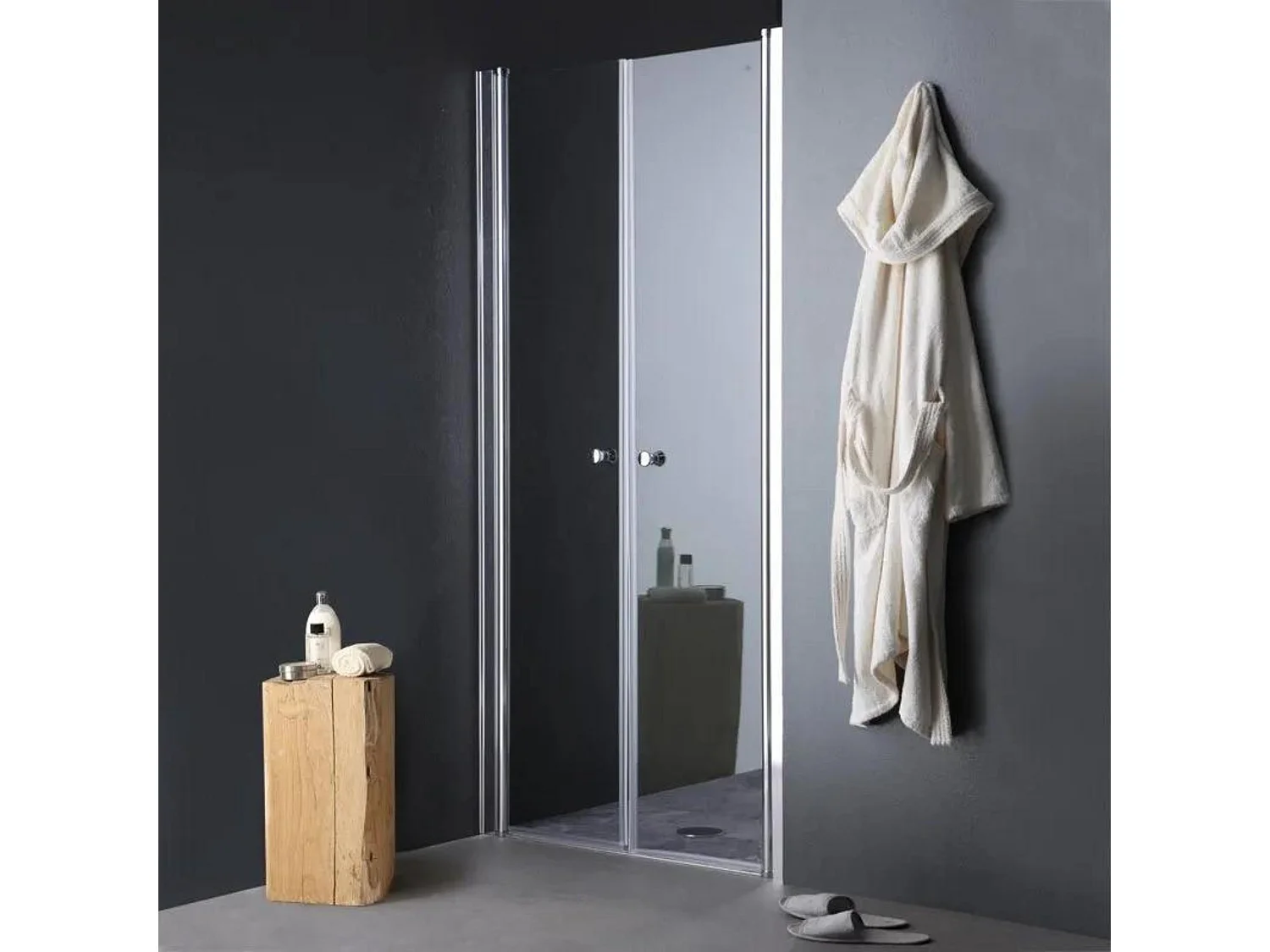 Puerta de ducha magnética para nicho "Siviglia" en vidrio templado y metal cm 70x190h