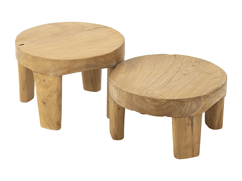 Lot de 2 Tables Basses "Tek" 50cm Naturel