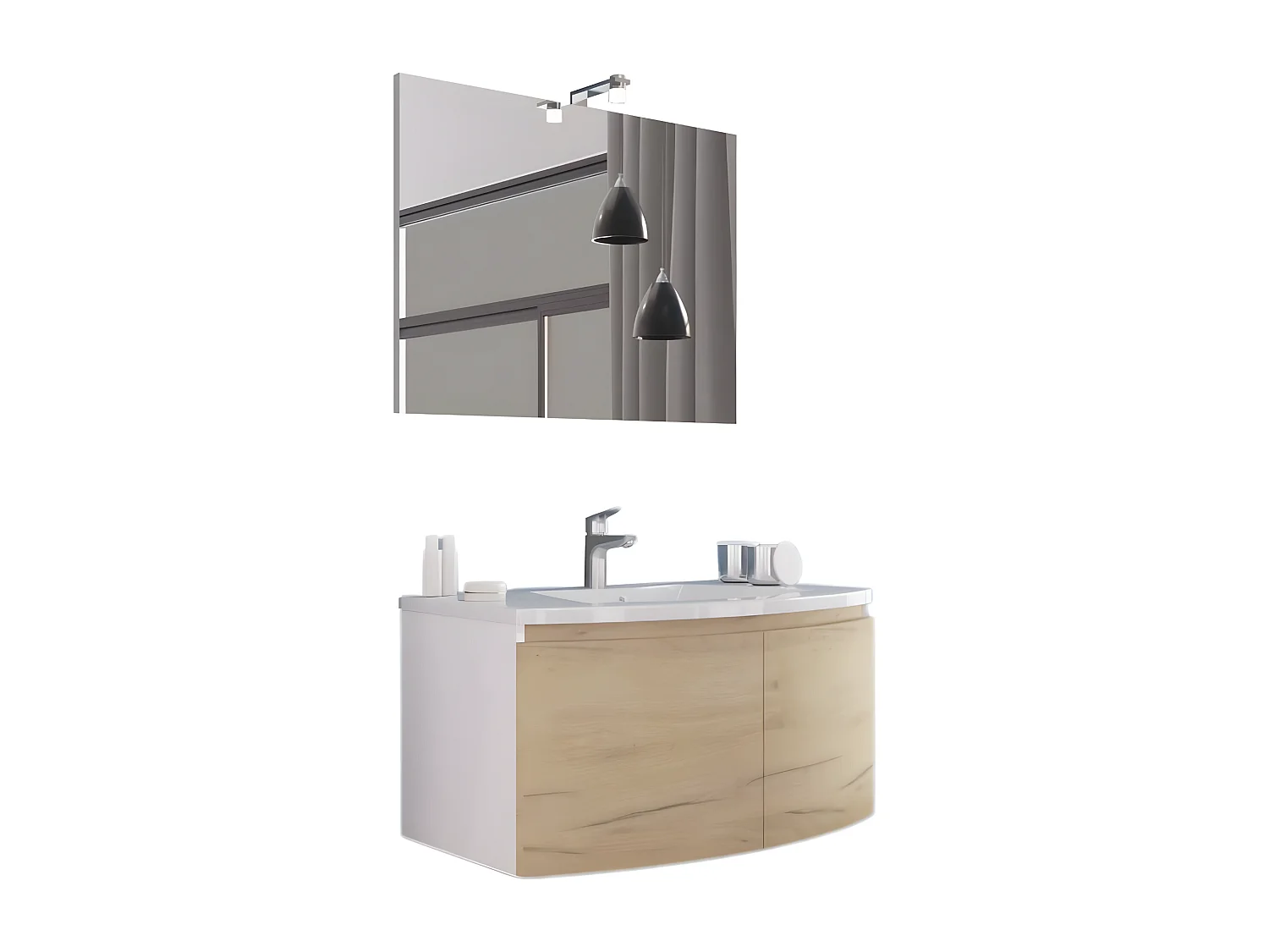 Mobilna wanna rover dymiona "Ettore" z 2 frontami ze specchio LED i ceramiczną umywalką cm 80x49 42h