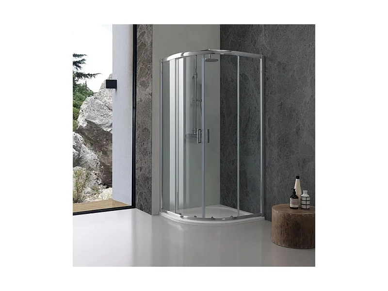 Boîte doccia semi-circulaire "Genova" avec 2 ante scorrevoli en vert temperato lucide cm 90x90 185h