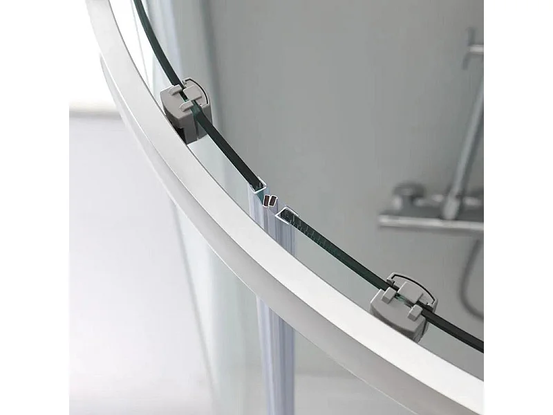 Boîte doccia semi-circulaire "Genova" avec 2 ante scorrevoli en vert temperato lucide cm 90x90 185h