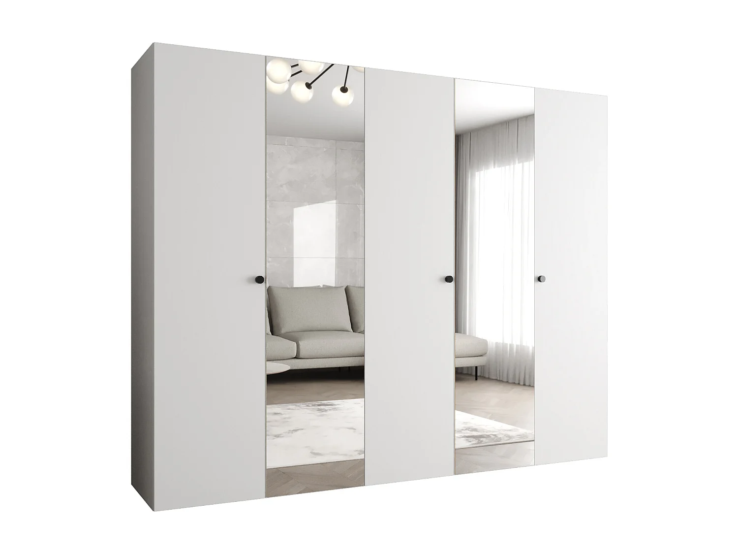 Kleerkast Parma 2 202/250/52 5-deurs (wit)