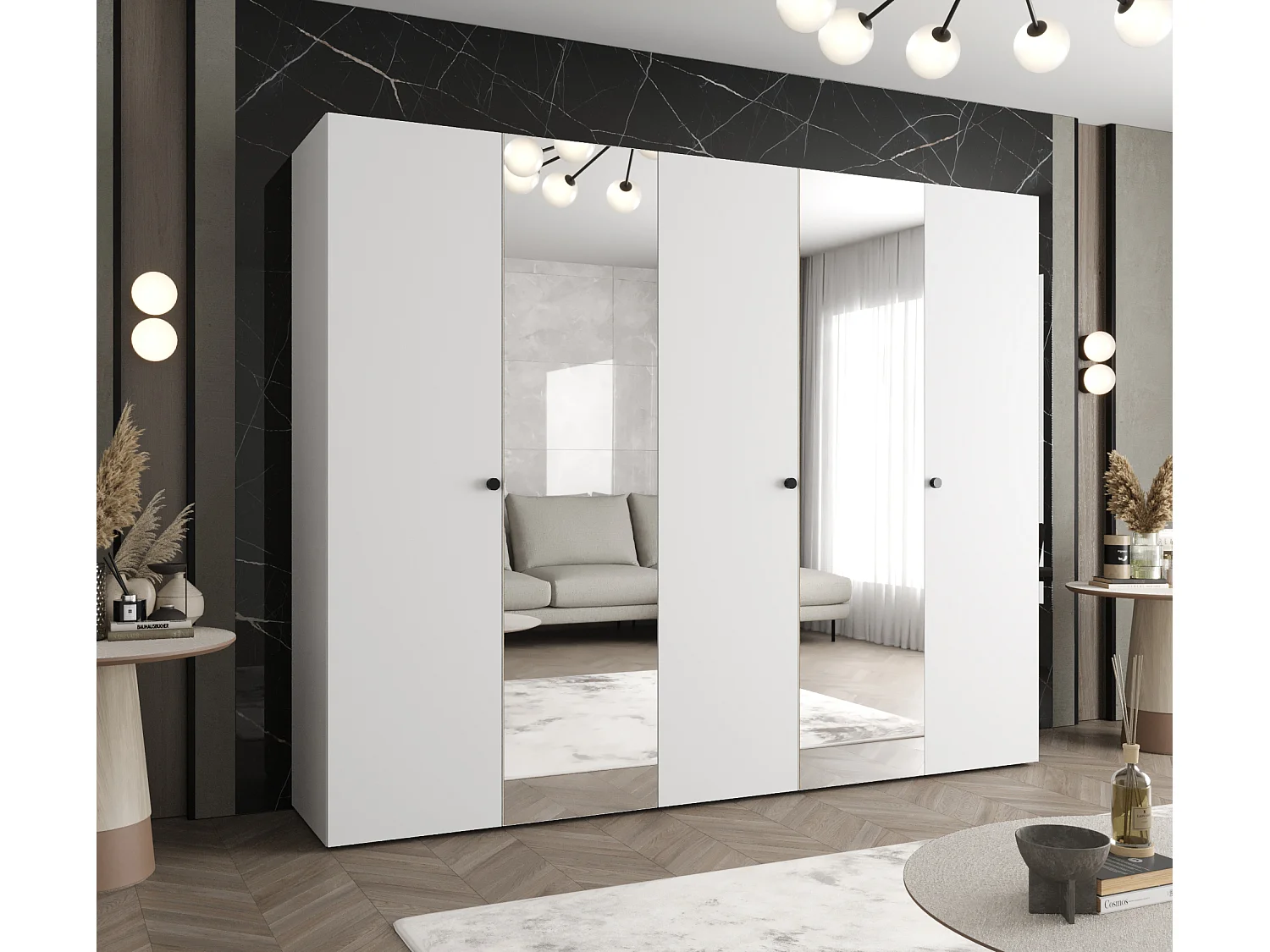 Kleerkast Parma 2 202/250/52 5-deurs (wit)