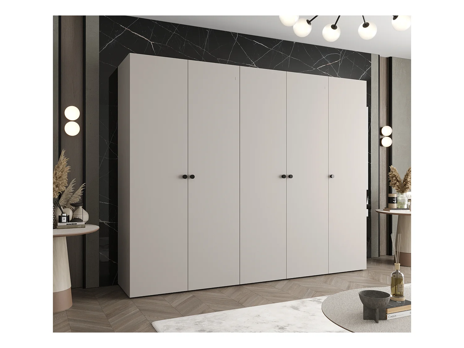 Drehtürenschrank Parma 1 202/250/52 5-türig (Kaschmir)