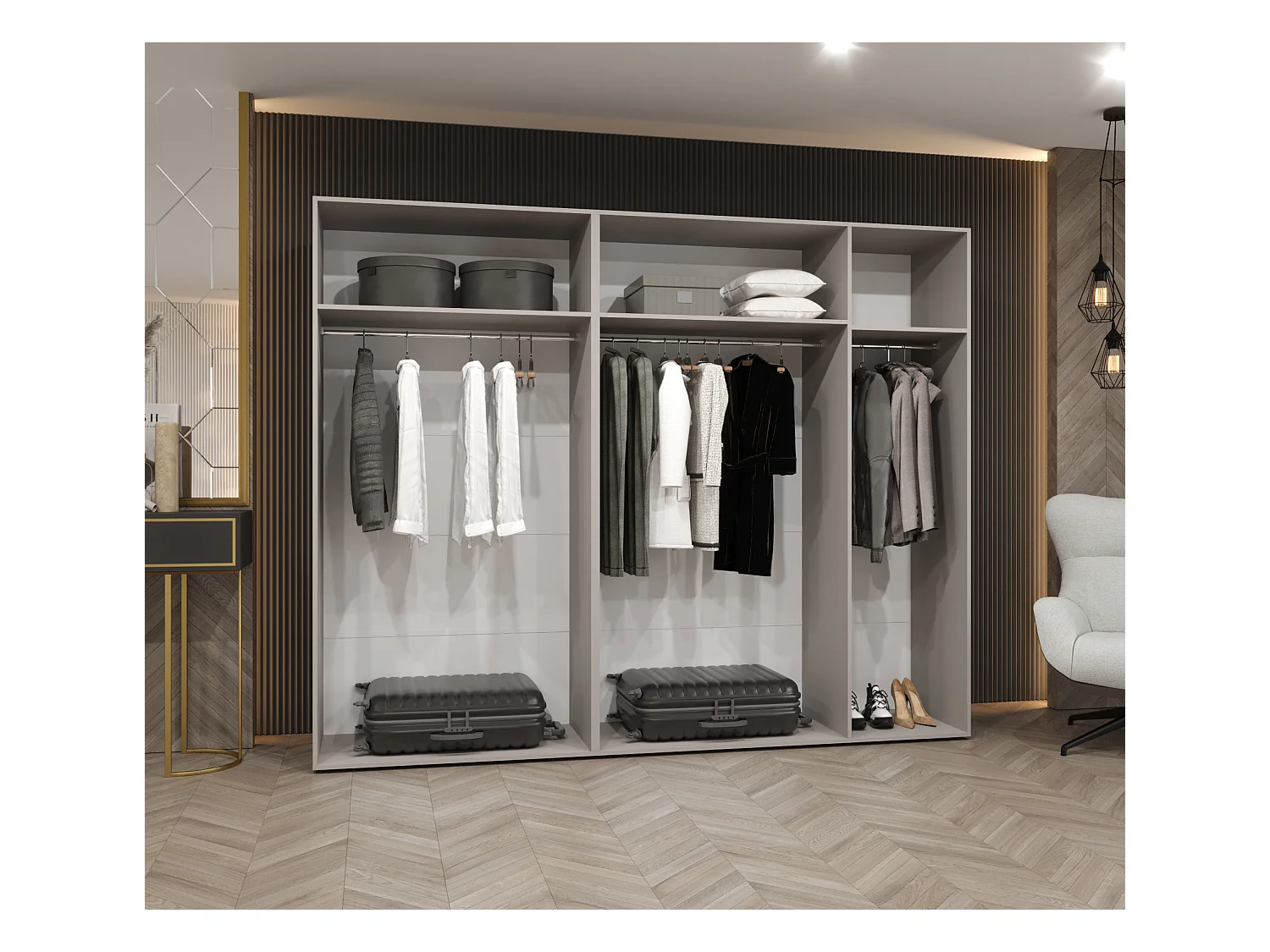 Armoire à portes battantes Parma 1 202/250/52 5 portes (Noir)